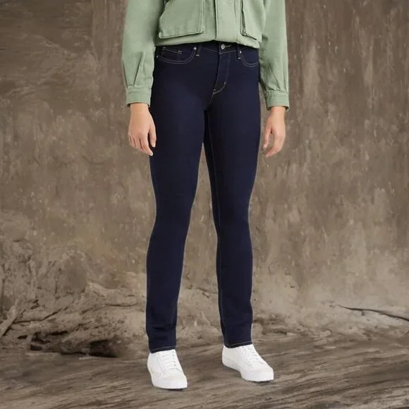Women's Slim Jeans Cotton Spandex Tummy Control Skinny Leg Dark Indigo